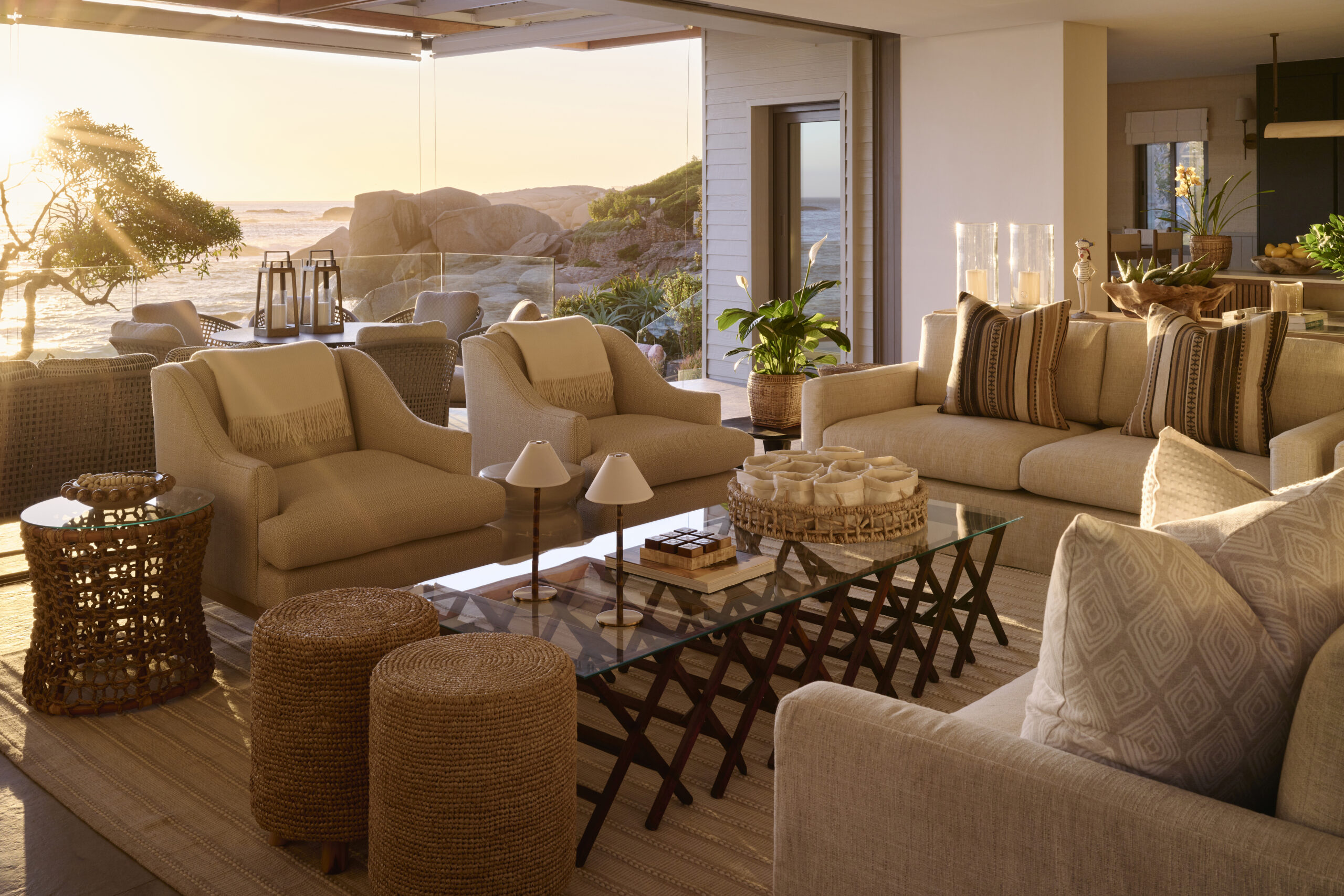 Nalu Villa, Glen Beach, Cape Town, South Africa. Client: Zambezi Crescent. Interior Designer & Stylist: Jena Gradwell. Photographer: Mark Williams.